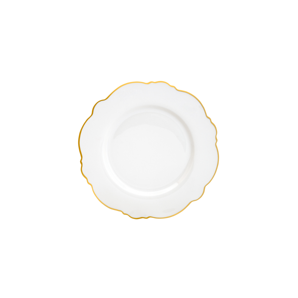 APARELHO DE JANTAR 42 PECAS PORCELANA MALDIVAS BRANCO COM FIO DE OURO