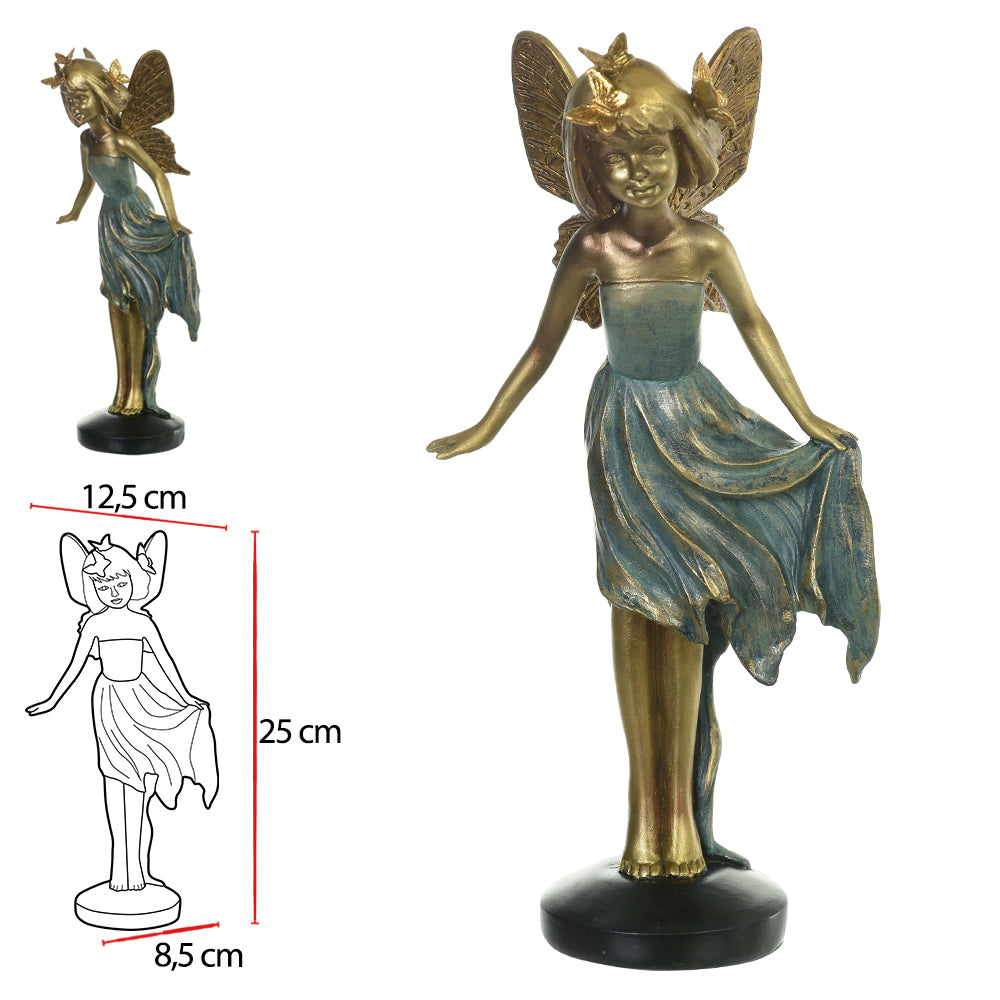 ESCULTURA DECOR POLIRESINA FADA (COLORIDO) 25X12,5X8,5CM