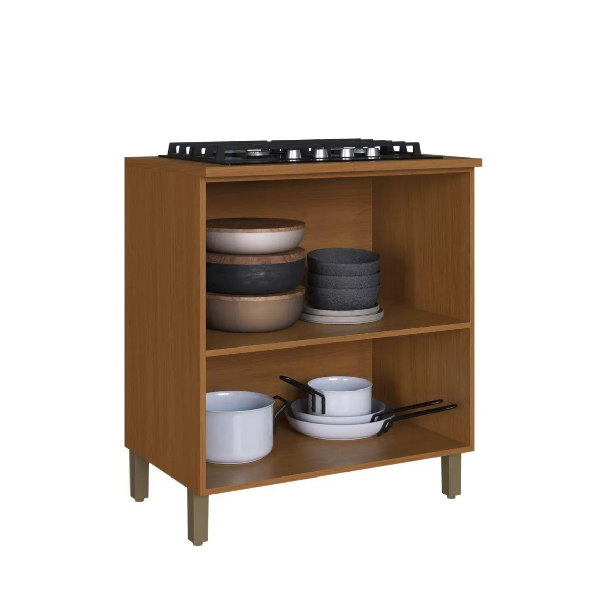BALCÃO COM TAMPO 2 PORTAS– FREIJÓ/CAMURÇA 80CM
